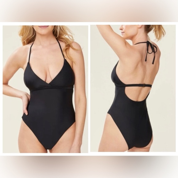 Andie Swim Other - ANDIE Swim NWT Black Lagos One Piece Swimsuit Halter Sz L Beach Vacation Summer